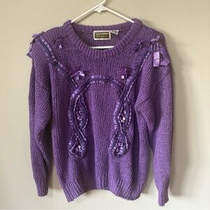 Vintage Purple Ribbon and Bow Sweater